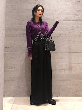 「アイテム（サスペンダー）」を使った、sayaさん（レディース・157cm）の秋コーディネート