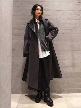 「アイテム（ステンカラーコート）」を使った、sayaさん（レディース・157cm）の秋コーディネート