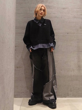 「HARE（ハレ）のアイテム（ジャケット/アウター）」を使った、sayaさん（レディース・157cm）の冬コーディネート