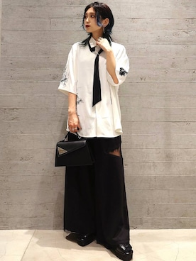 「HARE（ハレ）のアイテム（ハンドバッグ）」を使った、sayaさん（レディース・157cm）の夏コーディネート