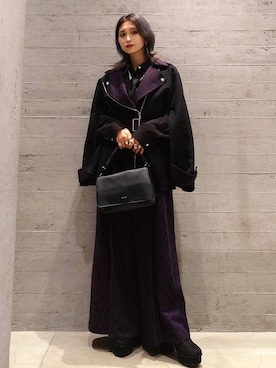 「HARE（ハレ）のネクタイネックレス(HARE)（ネックレス、ブラック系）」を使った、sayaさん（レディース・157cm）の秋コーディネート