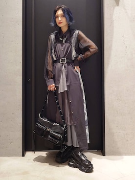 「HARE（ハレ）のアシメミックスプリーツスカート(HARE)（スカート）」を使った、sayaさん（レディース・157cm）の春コーディネート