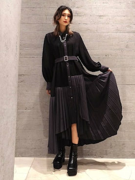 「アイテム（ブローチ/コサージュ）」を使った、sayaさん（レディース・157cm）の冬コーディネート