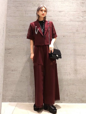 「HARE（ハレ）のアイテム（スラックス）」を使った、sayaさん（レディース・157cm）の春コーディネート