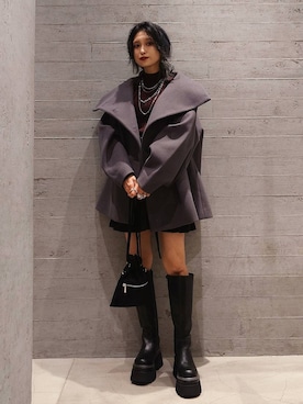 「HARE（ハレ）のアイテム（チェスターコート）」を使った、sayaさん（レディース・157cm）の秋コーディネート