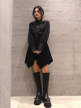 「アイテム（ピーコート）」を使った、sayaさん（レディース・157cm）の秋コーディネート