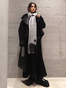 「アイテム（ブローチ/コサージュ）」を使った、sayaさん（レディース・157cm）の冬コーディネート