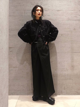 「HARE（ハレ）のアイテム（ノーカラージャケット）」を使った、sayaさん（レディース・157cm）の秋コーディネート