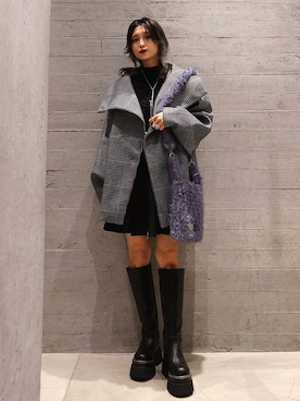 「アイテム（チュニック）」を使った、sayaさん（レディース・157cm）の秋コーディネート