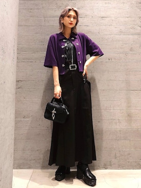 「HARE（ハレ）のマルチロングチェーンネックレス(HARE)（ネックレス、シルバー系）」を使った、sayaさん（レディース・157cm）の春コーディネート
