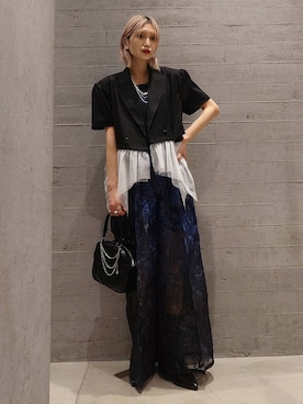 「HARE（ハレ）の2WAYランダムリブラメタンクトップ(HARE)（タンクトップ、グリーン系）」を使った、sayaさん（レディース・157cm）の春コーディネート