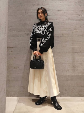 「HARE（ハレ）のアイテム（ボストンバッグ）」を使った、sayaさん（レディース・157cm）の秋コーディネート