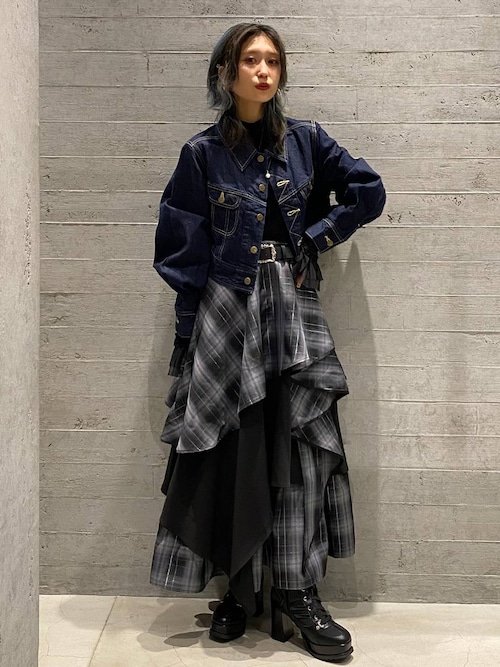 【Ado×HARE】完全受注販売 レーザーカットティアードスカート ブラック Ado×HARE】完全受注販売 レーザーカットティアードスカート ブラック