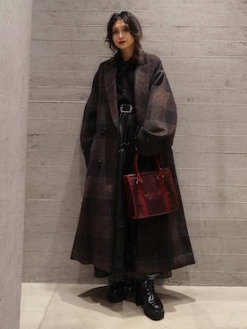 「アイテム（チェスターコート）」を使った、sayaさん（レディース・157cm）の秋コーディネート