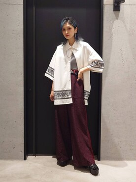 「アイテム（パンツ、レッド系）」を使った、sayaさん（レディース・157cm）の夏コーディネート