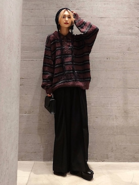 「アイテム（ニットキャップ/ビーニー）」を使った、sayaさん（レディース・157cm）の冬コーディネート