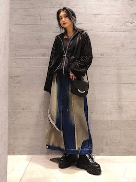 「HARE（ハレ）のアイテム（デニムスカート）」を使った、sayaさん（レディース・157cm）の夏コーディネート