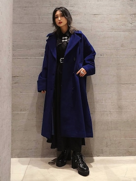 「HARE（ハレ）のアイテム（チェスターコート）」を使った、sayaさん（レディース・157cm）の秋コーディネート