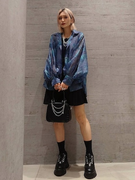 「HARE（ハレ）のラメメッシュスニーカー(HARE)（スニーカー、ブラック系）」を使った、sayaさん（レディース・157cm）の春コーディネート