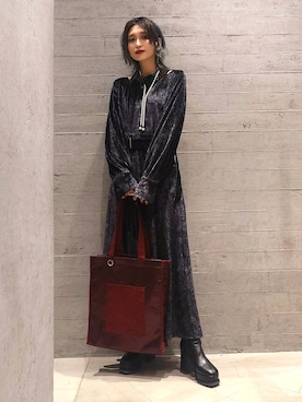 「アイテム（テーラードジャケット、レッド系）」を使った、sayaさん（レディース・157cm）の秋コーディネート