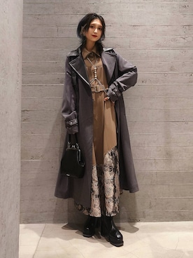 「アイテム（サスペンダー）」を使った、sayaさん（レディース・157cm）の秋コーディネート