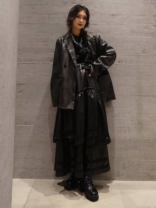 レースラインフェイクレザースカート(HARE)（スカート）｜HARE（ハレ