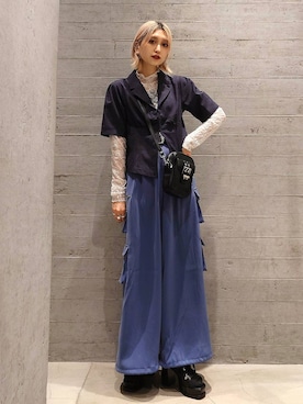 「HARE（ハレ）のボールミックスラリエットネックレス(HARE)（ネックレス、シルバー系）」を使った、sayaさん（レディース・157cm）の春コーディネート