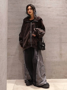 「HARE（ハレ）のアイテム（パーカー）」を使った、sayaさん（レディース・157cm）の秋コーディネート