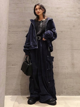 「HARE（ハレ）のAMIショルダーBAG(HARE)（ショルダーバッグ、ブラック系）」を使った、sayaさん（レディース・157cm）の秋コーディネート