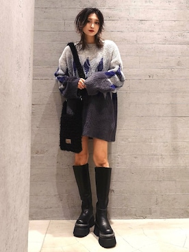 「アイテム（チュニック）」を使った、sayaさん（レディース・157cm）の秋コーディネート