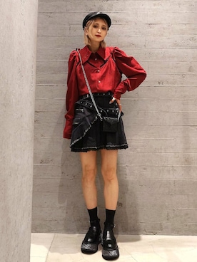 「アイテム（キャスケット）」を使った、sayaさん（レディース・157cm）の春コーディネート