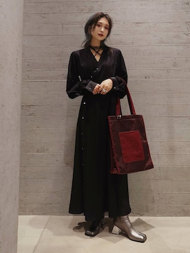 「アイテム（ブーツ、シルバー系）」を使った、sayaさん（レディース・157cm）の秋コーディネート