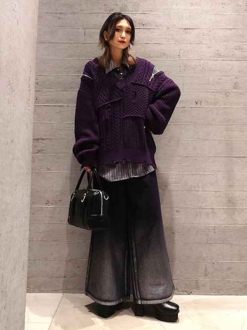 セール】グラデーションハクプリントデニムパンツ(HARE)（デニムパンツ