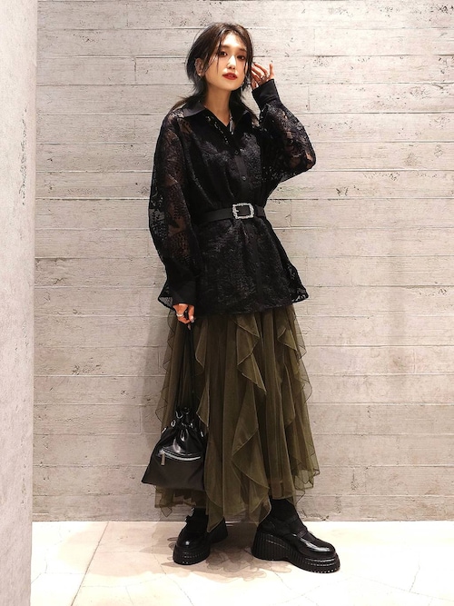 【美品】HARE ハレ　プリーツロングスカート　アシンメトリー　シアー 美品】HARE ハレ プリーツロングスカート アシンメトリー シアー