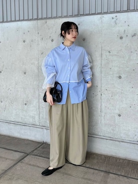 「KBF（ケイビーエフ）のWIDEワイドパンツ（その他パンツ）」を使った、聖美さん（レディース・160cm）の冬コーディネート