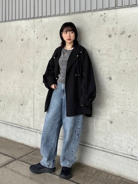 「KBF（ケイビーエフ）のアイテム（ナイロンジャケット）」を使った、聖美さん（レディース・160cm）の冬コーディネート