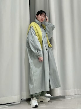 「春ニット」｜「アイテム（ステンカラーコート）」を使った、聖美さん（レディース・160cm）の春コーディネート