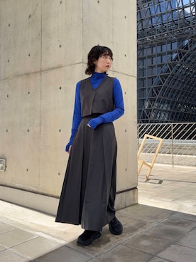 「KBF（ケイビーエフ）のベストセパレートワンピース（ワンピース）」を使った、聖美さん（レディース・160cm）の秋コーディネート