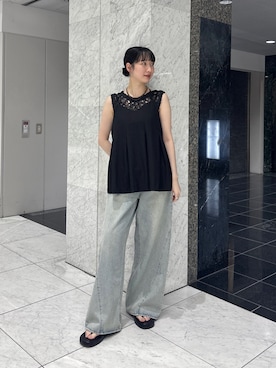 「KBF（ケイビーエフ）のアイテム（アクセサリー）」を使った、聖美さん（レディース・160cm）の夏コーディネート