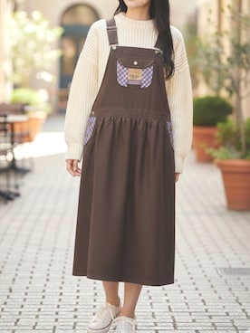 「アイテム（オールインワン・サロペット）」を使った、Lちゃんさん（レディース・152cm）の冬コーディネート