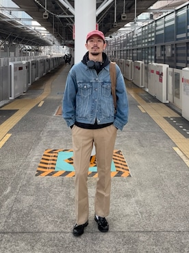 「アイテム（ローファー）」を使った、ショウタさん（メンズ・182cm）の冬コーディネート