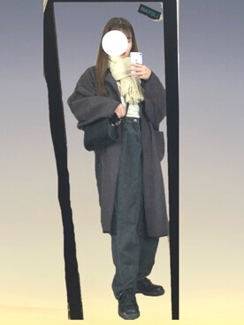 「しまむら（シマムラ）のアイテム（ノーカラーコート）」を使った、ぱんださん（レディース・166cm）の冬コーディネート