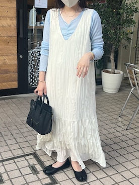 「アイテム（ジャンパースカート）」を使った、𝖬 𝗂 𝗒 𝗎さん（レディース・156cm）の春コーディネート