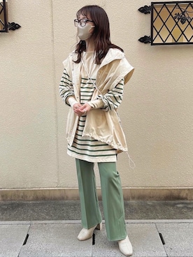 「archives（アルシーヴ）のアイテム（パンツ）」を使った、𝖬 𝗂 𝗒 𝗎さん（レディース・156cm）の春コーディネート