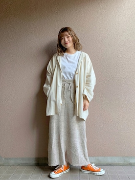 「アイテム（テーラードジャケット、ホワイト系）」を使った、®️inaさん（レディース・160cm）の秋コーディネート