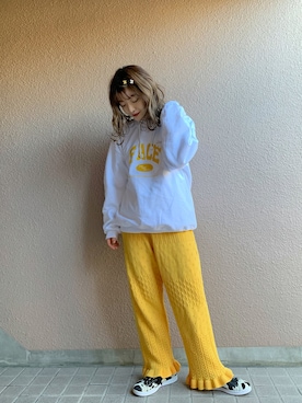 「Kaorinomori」｜「アイテム（スウェット）」を使った、®️inaさん（レディース・160cm）の冬コーディネート