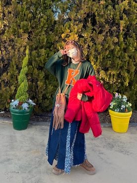 「kutir」｜「アイテム（スウェット）」を使った、®️inaさん（レディース・160cm）の冬コーディネート