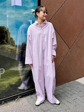 「CITYSHOP（シティーショップ）のSHIRT ジャンプスーツ（つなぎ/オールインワン、ピンク系）」を使った、SAIRAIJIさん（レディース・168cm）の春コーディネート