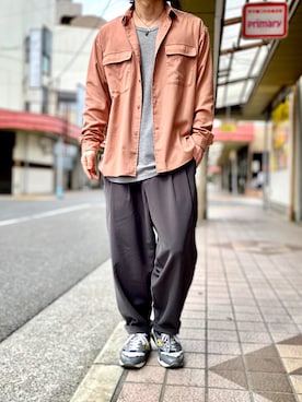 「オーバーサイズシャツ」｜「アイテム（その他）」を使った、KEITA(ΦωΦ)さん（メンズ・182cm）の春コーディネート