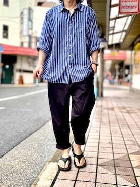 「オーバーサイズシャツ」｜「アイテム（その他）」を使った、KEITA(ΦωΦ)さん（メンズ・182cm）の夏コーディネート